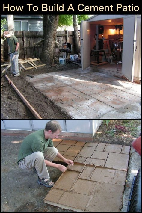 Want a patio that’s a bit more exciting than plain concrete? This project will give you a great looking patio at a fraction of the cost of a professional job. Cement Patio Ideas Diy, Patio Cement Floor Ideas, Diy Cement Patio, Build Your Own Patio, Cement Patio Ideas, Trailer Patio, Nature Backyard, Cabin Patio, Cement Steps