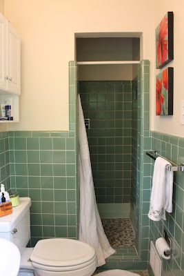 Before...dark and cramped shower stall: click on pic for after picture: perfect example for upstairs bath remodel 1950s Bathroom Remodel, Small Shower Stalls, 1950s Bathroom, Small Shower Remodel, Small Showers, Basement Bathroom, Trendy Bathroom, Bathroom Redo, After Pictures