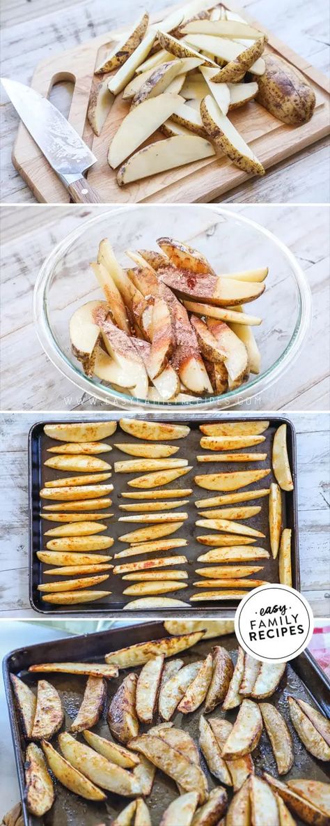 BEST POTATO RECIPE EVER! These Potato Wedges are baked in the oven and go with everything! From sandwiches, to burgers, to casseroles, grilled meats and more, baked potato wedges are perfectly crisp on the outside and soft on the inside. They are seasoned flawlessly for maximum flavor and baked to perfection. These crispy Potato Wedges are baked in the oven to keep it light and healthy. These are a favorite snack and side dish for any day! Potato Wedges In The Oven, Best Oven Baked Potatoes, Oven Baked Potato Wedges, Baked Potato Wedges Recipe, Amazing Easy Recipes, Oven Baked Potato, Seasoned Potato Wedges, Baked Potato Wedges, Crispy Potato Wedges