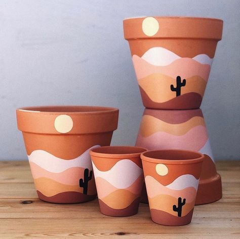 Terracotta Fever 🧡🔥 on Instagram: “Adoring these painted pretties! Thanks for the #terracottafever @tenderterracotta 🧡🔥  Featured by @dearestnature   .  Tag us…” Paint Planters Pots, Diy Painting Plant Pots, Pot Painting Inspiration, Painted Items To Sell, Cute Terracotta Pots, Simple Painted Terra Cotta Pots, Painting Planters Pots Ideas Diy, Paint Pots Terracotta, Diy Paint Planter Pot