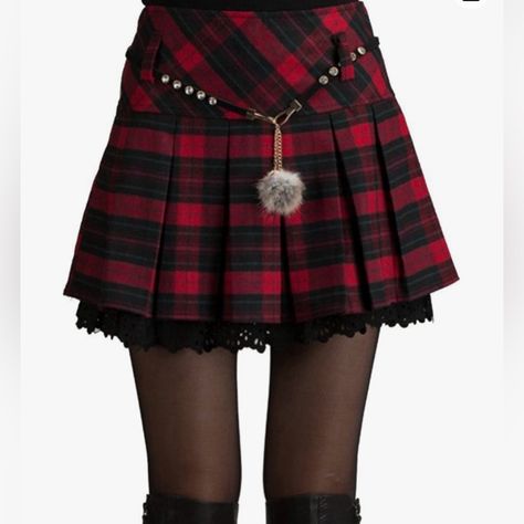 Brand New With Tags Wool Blend Red, Black & Green Plaid A-Line Mini Skirt. Fully Lined. Comes With A Pom Pom Belt. Side Zipper. Size Large Waist 17.5” Length 18.5” Red Black Green, A Line Mini Skirt, Green Plaid, Wool Plaid, Black Green, Side Zipper, Black Red, Mini Skirt, Wool Blend