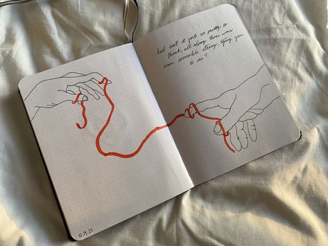 Invisible String Scrapbook Page, String Theory Art, Invisible String Theory Tattoo, Boyfriend Book Pages, Invisible String Drawing, Invisible String Theory, Invisible String Aesthetic, Invisible String Lyrics, Invisible String Tattoo