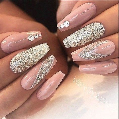 Gel Nail Art Designs, Wedding Nails Design, Nails Wedding, Nail Art Wedding, Ballerina Nails, Nail Designs Glitter, Acrylic Nail Art, Prom Nails, Coffin Nails Designs