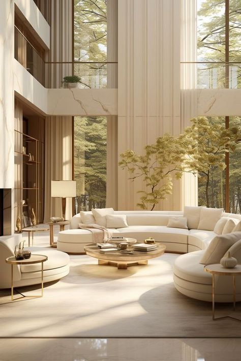 Living Room With High Ceilings, Room With High Ceilings, Large Living Room Layout, Luxury Houses Entrance, Webdesign Inspiration, Luxury Living Room Design, Minimalist Interior Design, Stylish Living Room, High Ceilings