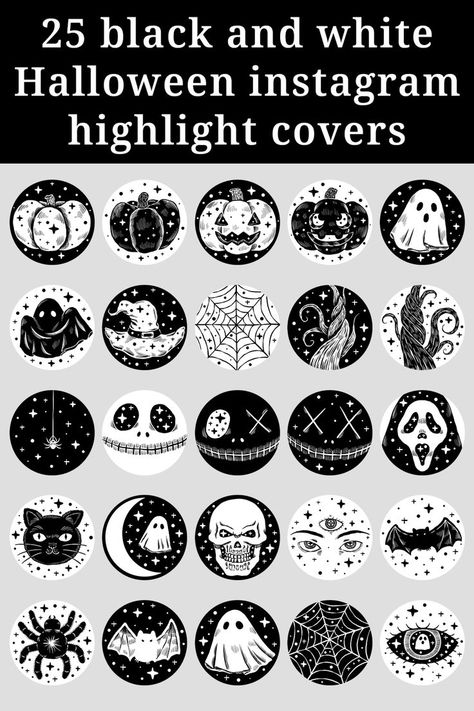 25 black and white Halloween instagram highlight covers, Monochrome aesthetic instagram highlight, Covers for instagram, Instagram black Halloween Instagram Highlight Covers, Instagram Feed Organizer, Halloween Instagram, Monochrome Aesthetic, Black And White Halloween, Instagram Covers, White Halloween, Digital Business Card, Instagram Highlight Covers