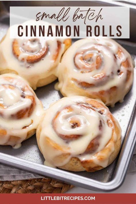 Small Batch Cinnamon Rolls Small Batch Cinnamon Rolls, Protein Cinnamon Rolls, Easy Homemade Cinnamon Rolls, Homemade Cinnamon Rolls Recipe, Homemade Cinnamon Rolls Easy, Cinnamon Roll Recipe Homemade, Small Batch Baking, Cinnamon Roll Recipe, Cinnamon Roll Dough