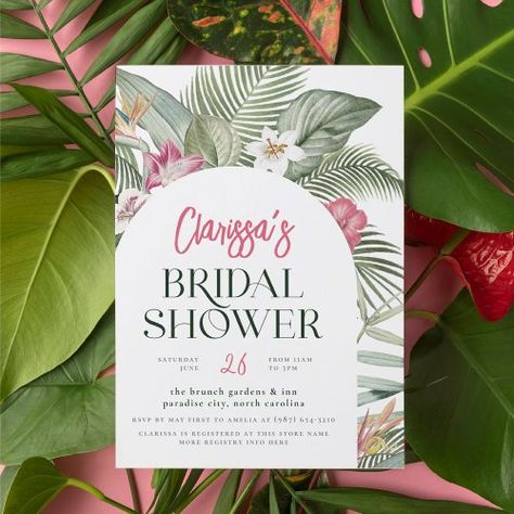 $1.38 | Budget Tropical Floral Arch Modern Bridal Shower - budget, bridal shower invitations, tropical, boho arch, floral, flowers, hawaiian luau, beach bridal shower, summer bridal shower, palm Tropical Bridal Shower Invitations, Boho Arch, Arch Frame, Beach Bridal Showers, Tropical Bridal Showers, Tropical Bridal, Summer Bridal Showers, Modern Bridal Shower, Floral Bridal Shower Invitations