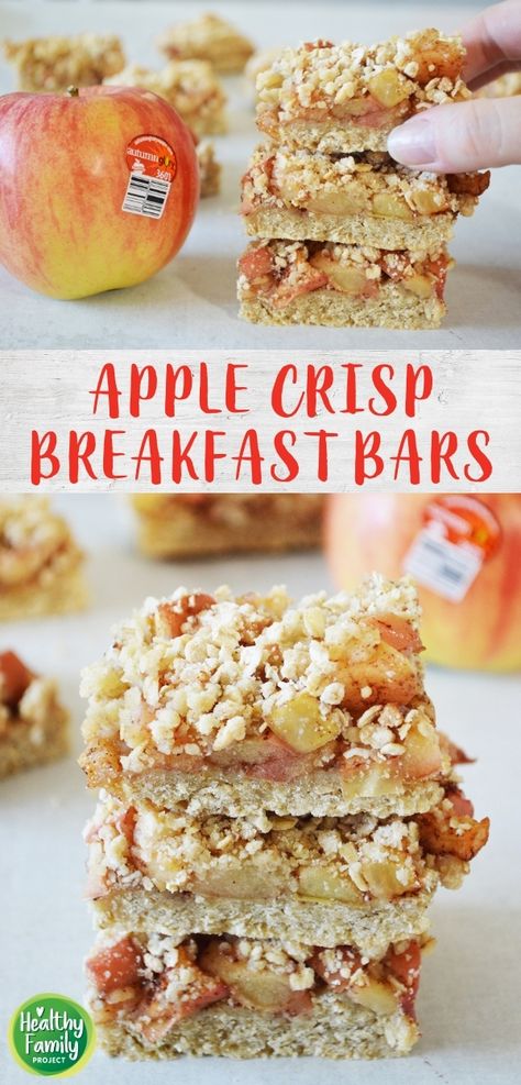 Apple Crisp Breakfast, Breakfast Grab And Go, Breakfast Bars Healthy, Breakfast Bars Recipe, Healthy Apple Crisp, Bars Healthy, Apple Breakfast, Breakfast For A Crowd, Healthy Apple