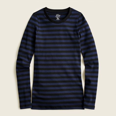 Three Quarter Sleeve Tops, Long Sleeve Tee Shirt, Blue Striped Shirt, Wool Shirt, Striped Long Sleeve Shirt, Long Sleeve Tee Shirts, Tees For Women, Striped Tee, Striped Long Sleeve