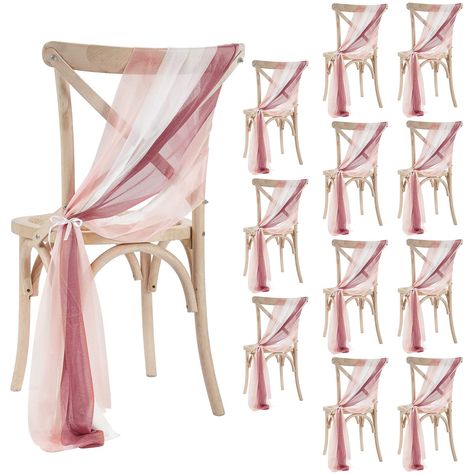 PRICES MAY VARY. Wedding Chair Decorations Set: you will receive 12 sets of wedding chair decorations, including 36 pieces of 12 groups of aisle chair decorations in dusty rose, mauve and light pink, equipped with 12 pieces white ribbons, sufficient combination to meet your wedding chair use and replacement needs Wide Applications: these aisle decorations for blush wedding ceremony are suitable for bohemian, country and fall themed weddings, engagement parties, bridal showers, ceremonies, banque Chair Covers Wedding Reception, High Chair Skirt, Casual Wedding Decor, Event Venue Design, White Chair Covers, Wedding Chair Sashes, Wedding Ceremony Decorations Outdoor, Chair Back Covers, Light Pink Wedding