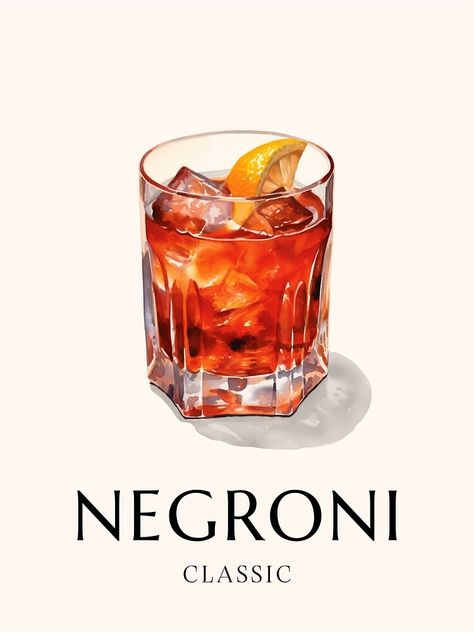 "Negroni Cocktail" Art Print for Sale by MajesticBeasts | Redbubble Negroni Wallpaper, Negroni Cocktail Illustration, Negroni Drawing, Negroni Painting, Negroni Aesthetic, Negroni Tattoo, Cocktail Art Illustration, Negroni Illustration, Negroni Drink