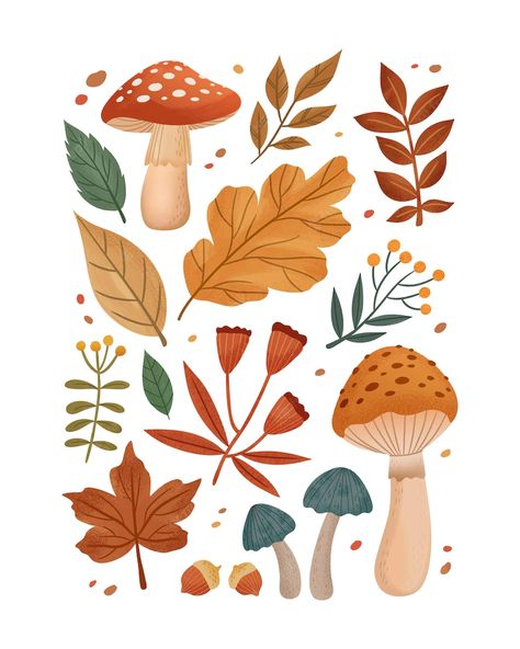 Premium Vector | Hand drawn autumn botanical collection Autumn Doodles, Graphic Shapes Design, Kids Graphics, Autumn Illustration, Autumn Magic, Botanical Collection, Hand Drawn Flowers, Book Art Diy, Vintage Poster Art