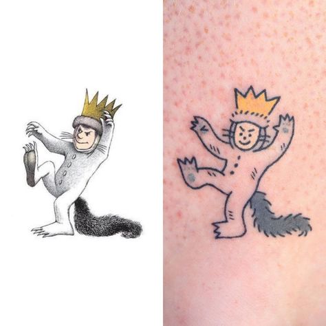 💥 ʜᴇʏ ʜᴇʏ 🛸 on Instagram: “Handpoked Max from <Where The Wild Things Are> by Maurice Sendak 🇦🇺 Sydney 11th~22nd Feb (closed) 🇦🇺 Melbourne 27th Feb~12th Mar Dm for…” Max Wild Things Tattoo, Max Tattoo Where The Wild Things Are, Max Where The Wild Things Are Tattoo, Where The Wild Things Are Drawing, Where The Wild Things Are Tattoos, Cute Character Tattoos, Max Where The Wild Things Are, Max And Ruby Tattoo, Where The Wild Things Are Tattoo