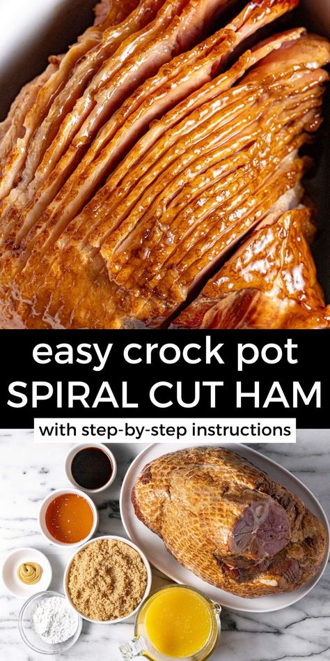 This easy crock pot ham is coated in a sweet and simple orange, brown sugar glaze and cooks perfectly tender and juicy right in the slow cooker. This crowd-pleasing main dish is perfect for your next holiday get-together! Ham Christmas Dinner, Crockpot Spiral Ham, Crockpot Ham Recipe, Ham Christmas, Crock Pot Ham, Slow Cooker Ham Recipes, Ham Recipes Crockpot, Thanksgiving Ham, Cooking With Karli