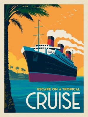 Coastal Collection | Anderson Design Group Tropical Cruise, Ship Poster, Anderson Design Group, Vector Art Design, Dorm Art, Canvas Banner, Vintage Poster Design, Cruise Travel, Ship Art