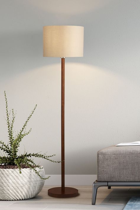 Floor Lamp Green Living Room, Standard Lamps Living Room Floor Lamps, Floor Lamp Bedside, Minimalist Floor Lamps, Lamp Design For Living Room, Brown Floor Lamp, Wood Standing Lamp, Standing Lamp Dining Room, Walnut Floor Lamp