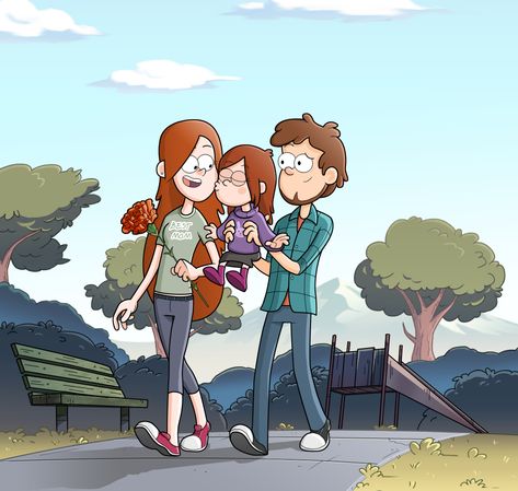 Awwww❤️ Dipper, and his family ♥️ credit: markmak on DeviantArt Dipper And Wendy, Gravity Falls Dipper, Desenhos Gravity Falls, Gravity Fall, Gravity Falls Fan Art, Gravity Falls Au, Dipper And Mabel, Gravity Falls Comics, Reverse Falls