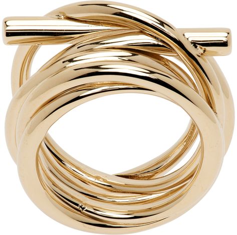 Tiered band ring in gold-tone brass. Knotted detailing at face. Supplier color: Yellow Latina Jewelry, Layered Rings, Face Logo, Classic Jewelry, Jewelry Inspo, Sterling Silver Bands, Gold Bangles, Mode Outfits, Modern Jewelry