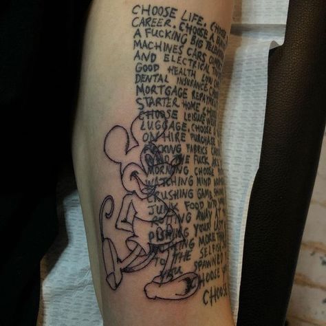 Choose A Life Trainspotting Tattoo, Trainspotting Tattoo, Trainspotting Quotes, Film Tattoo, Tattooed People, Choose Your Life, Movie Tattoos, Tattoo People, Text Tattoo