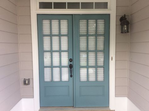 Doors - Sherwin Williams Moody Blue Moody Blue Sherwin Williams Exterior, Sherwin Williams Moody Blue, Front Door Colors Interior, Sherwin Williams Front Door, Blue Front Door, Front Door Paint Colors, Gray House, Door Colors, Door Paint Colors