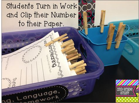 Managing Your Turn-In Tray Using Clothespins - Owl-ways Be Inspired Missing Work, Teaching Organization, Classroom Procedures, Organization And Management, Classroom Organisation, 4th Grade Classroom, 2nd Grade Classroom, Class Management, Education Organization