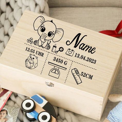 Cord Box, Baby Memory Box, Fairy Box, Wooden Memory Box, Memories Box, Tooth Fairy Box, Baby Birth Stats, Idee Cricut, Baby Keepsake Box