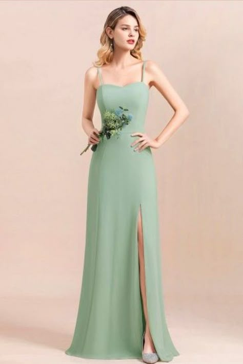 Frock For Bridesmaid, Elegant Sage Green Dress, Pale Green Bridesmaid Dresses, Bridesmaid Dresses Western, Dusty Sage Green Bridesmaid Dresses, Sage Green Dress Formal, Bridesmaid Dress Patterns, Sage Green Formal Dress, Fancier Outfits