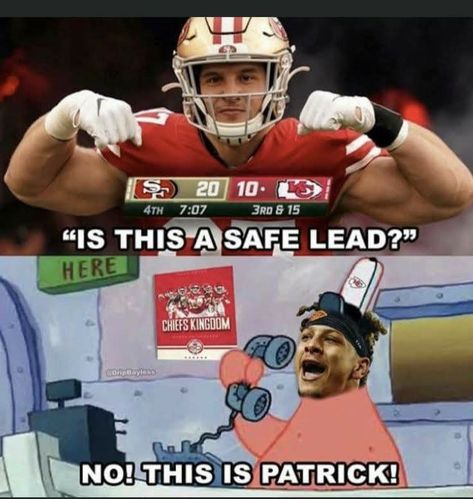 Funny Nfl Pictures, Chiefs Memes, Kansas City Chiefs Funny, Nfl Jokes, Sports Joke, Funny Nfl, Funny Football Videos, Nfl Funny, Red Kingdom