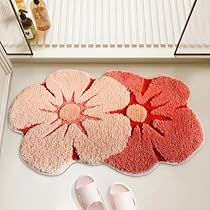 Pink Bathroom Rugs, Flower Bath Mat, Floral Bathroom, Bathtub Mat, Flower Rug, Bathroom Carpet, Paw Pads, Pink Bathroom, House Things