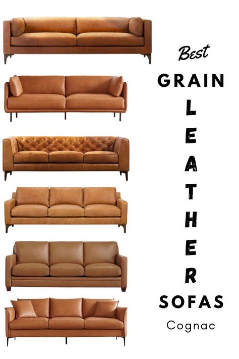 Best Grain Leather Sofas in Cognac, 3 seat, Amazon Edition Best Cognac, Cognac Leather Sofa, Columbia City, Leather Sofas, Leather Sofa, Cognac, Columbia, Grain, Sofa