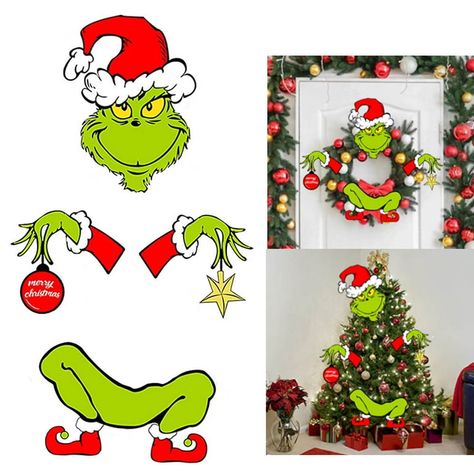 Office Decorations For Christmas, Small Tree Topper, Christmas Decorations For Tree, Funny Tree, Home Party Decorations, Grinch Crafts, Xmas Tree Toppers, Christmas Door Decorating Contest, Grinch Decorations