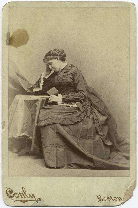 Louisa May Alcott. - NYPL Digital Collections Woman Holding Book, Hoop Dress, Sepia Photography, Elderly Woman, Louisa May Alcott, Writers And Poets, Book People, Woman Reading, New York Public Library