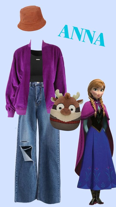 #anna Elsa Anna Disneybound, Princess Anna Inspired Outfit, Frozen Anna Outfit, Anna Outfits Frozen, Anna Frozen Outfit Ideas, Elsa And Anna Disneybound, Character Inspired Outfits Disney, Anna Frozen Disneybound, Frozen Anna Inspired Outfit