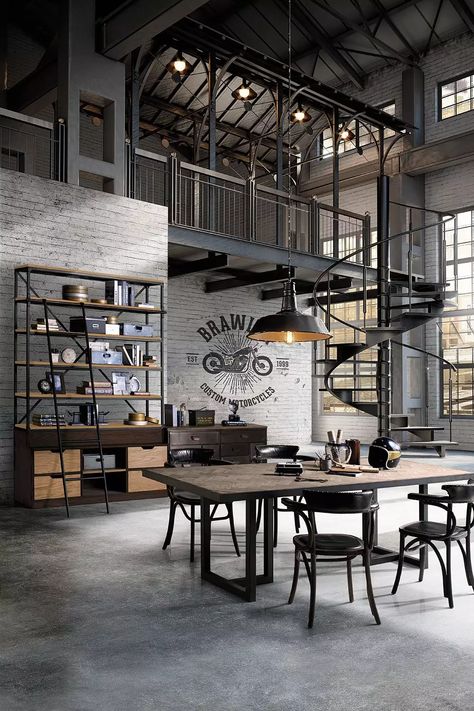 20 Best Ways To Create an Open Floor Plan - Foyr Neo Industrial Loft Design, Asma Kat, Detail Arsitektur, Casa Loft, Industrial Home Design, Loft Interior Design, Interior Design Per La Casa, Industrial Interior Design, Loft Interiors