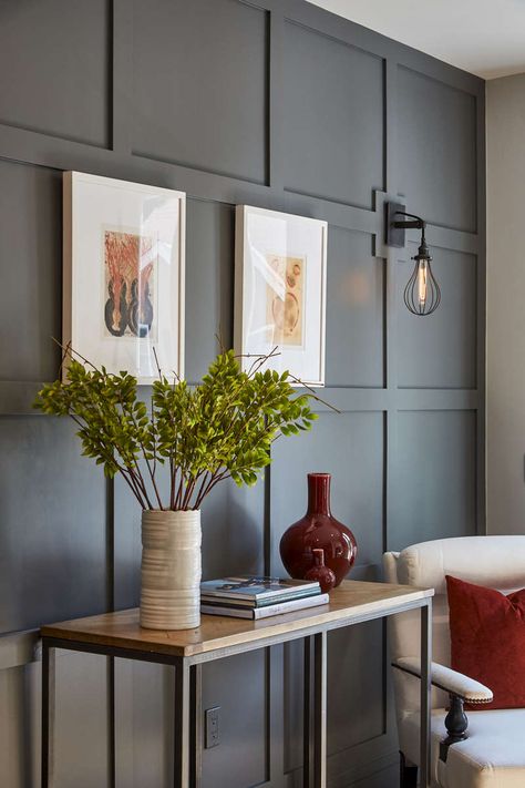 6 Ways to Revitalize Your Home from the Inside Out - The Cottage Market Molding Detail, Homey House, Dark Accent Walls, Paneled Walls, Fireplace Pictures, Diy Wood Wall, Diy Wand, Hal Decor, Wood Accent Wall