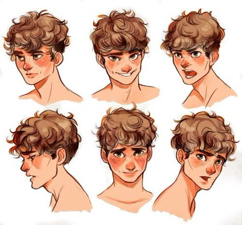 Boy Character Design, Boy Hair Drawing, Hair Drawing Reference, Drawing Male, Male Hairstyles, Art Du Croquis, Cartoon Kunst, Character Design Cartoon, Curly Hair Drawing