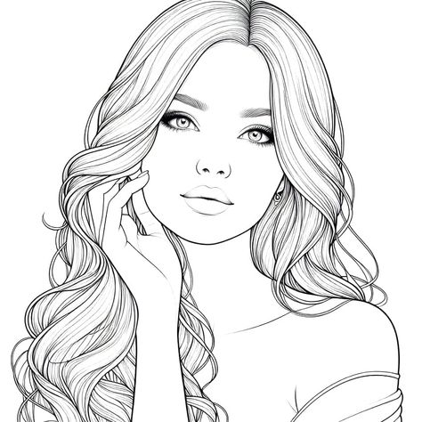 Free Printable Realistic Girl Sabrina Carpenter Coloring Pages, Simple Face Drawing, Girl Coloring Pages, People Drawings, People Coloring Pages, Girl Face Drawing, Black Woman Artwork, Portraiture Drawing, Easy Coloring Pages