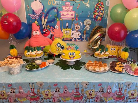 Spongebob birthday dessert table. Spongebob birthday ideas. Spongebob Birthday Ideas, Birthday Dessert Table, Dessert Table Birthday, Spongebob Birthday Party, 17th Birthday Ideas, Birthday Dessert, Spongebob Party, Spongebob Birthday, Beautiful Birthday Cakes