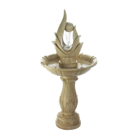 Enhance your home with this beautiful water feature that will add an element of serenity and style to any space! From a patio accent to garden art to statement living room décor, this fountain is a stunning piece that provides abundant aquatic ambience. Submersible pump included. AC powered, adapter included. | Unique Sculpture Water Fountain Tan Statement Living Room, Sculpture Water, Large Entryway, Air Mancur, Indoor Fountain, Outdoor Fountain, Beautiful Water, Unique Sculptures, Garden Fountain