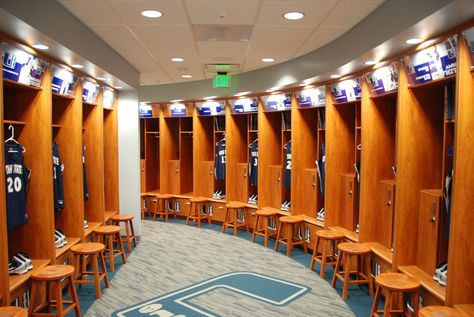 Utah State University Women's Basketball Locker Room Basketball Locker Room, Locker Room Design, Basketball Locker Decorations, Volleyball Room, Volleyball Ideas, Basketball Ideas, Wood Lockers, Athletic Center, Locker Designs