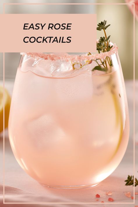 Discover a variety of quick and delightful rose cocktail recipes, including a floral elixir, a refreshing rose mocktail, and a zesty rose lemonade. Try the rose mocktail for a unique blend of floral, tangy, and effervescent flavors enhanced with thyme, honey, and ginger. Mocktails Floral, Beautiful Mocktails, Rose Cocktails, Rose Cocktail Recipes, Cottage Recipes, Rose Drink, Cottage Meals, Thyme Honey, Easy Rose