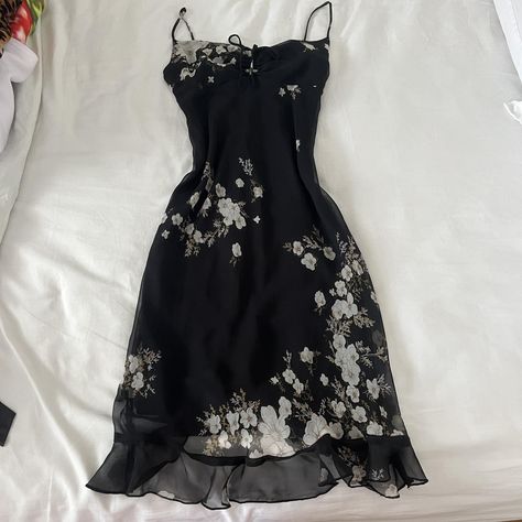 vintage black floral rampage midi dress  beautiful... - Depop Floral Dress Aesthetic, Dark Floral Dress, Floral Dress Design, Black Floral Dress, Dress Aesthetic, Dresses Dresses, Womens Black Dress, Floral Dress Black, Dress Beautiful