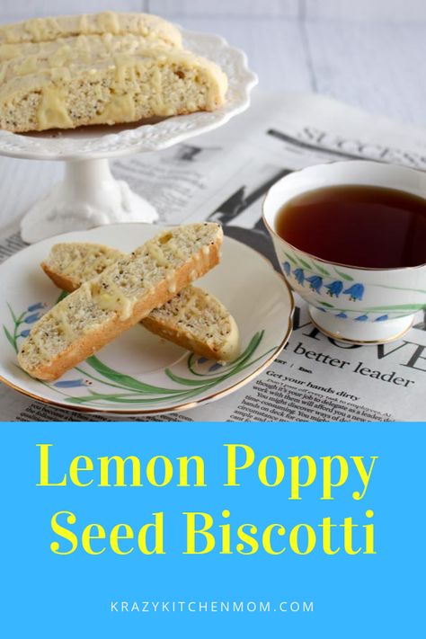 Lemon Poppy Seed Biscotti are a bakery style pastry with the sweetness and tangy flavor of lemon baked into the biscotti and a zesty lemon glaze. Good Recipe, Dads Birthday, Biscotti Cookies, Lemon Poppy Seed, Biscotti Recipe, Lemon Poppy, Lemon Glaze, Lemon Poppyseed, Poppy Seed