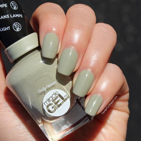 Camo Queen, 2 coats: light olive-grey creme, Sally Hansen Miracle Gel Color & Top Coat