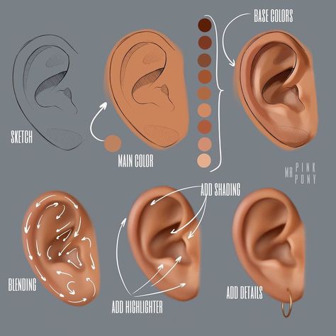 Ear Rendering, How To Render, Beauty Art Drawings, Drawing Artist, The Ear, Digital Artists, Digital Art Tutorial, Artist Artwork, Learn To Draw