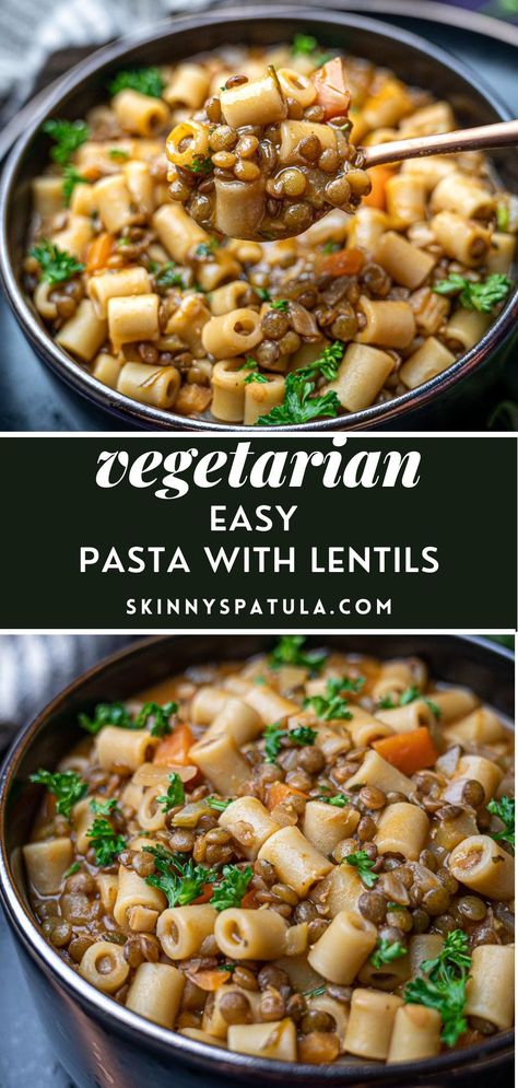 Pasta With Lentils, Lentil Pasta Recipe, Lentils Recipe, Vegan Lentil Soup, Lentil Dishes, Lentil Pasta, Small Pasta, Veggie Soup, Lentil Recipes