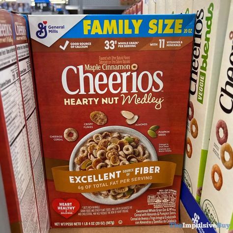 SPOTTED: Maple Cinnamon Cheerios Hearty Nut Medley Cereal - The Impulsive Buy Pumpkin Cheerios, Cheerios Cereal, Cereal Flavors, Cinnamon Cereal, Whole Grain Foods, Wheat Cereal, Honey Nut Cheerios, Cold Cereal, Healthy Cereal