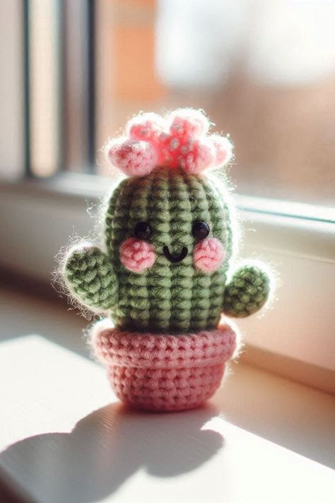 Learn how to crochet a Cute Cactus Amigurumi with this simple and fun guide. Perfect for home decor or as a unique gift idea. Easy Crochet Cactus Free Pattern, Crochet Plant Amigurumi Free Pattern, Crochet Aloe Vera Pattern Free, Amigurumi Cactus Free Pattern, Cactus Crochet Pattern Free, Crochet Succulents Free Pattern, Quick Amigurumi Pattern Free, Funny Crochet Patterns, Crochet Cactus Pattern