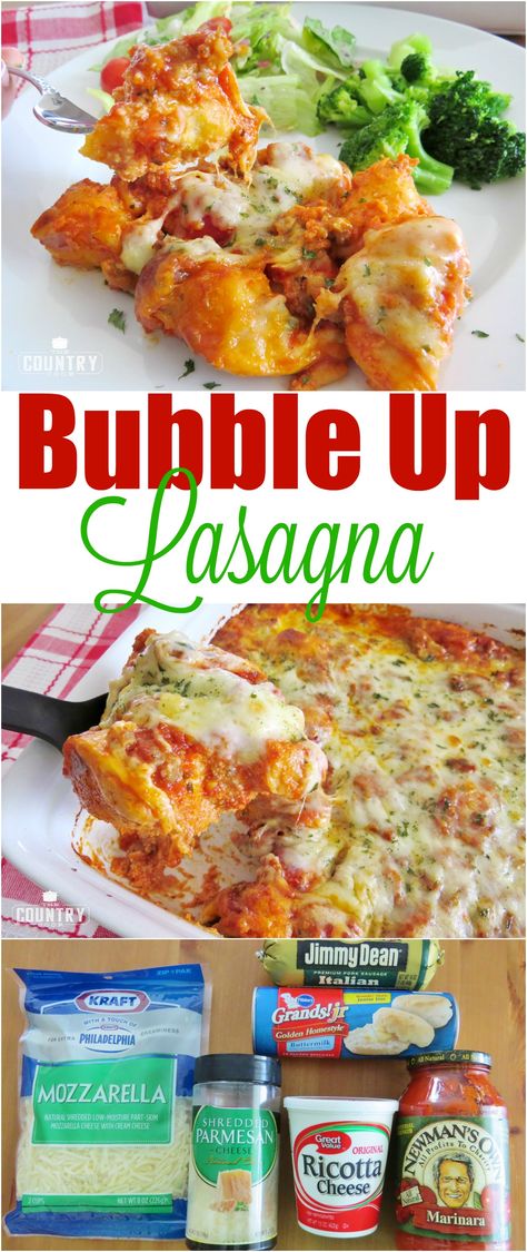 Bubble Up Lasagna, Bubbleup Recipes, Bubble Up Casserole Recipes, Bubble Up Bake Recipes, Bubble Bake Recipes, Biscuit Bubble Up Recipes, Bubble Up Recipes, The Country Cook Recipes, Cheese Biscuits Recipe