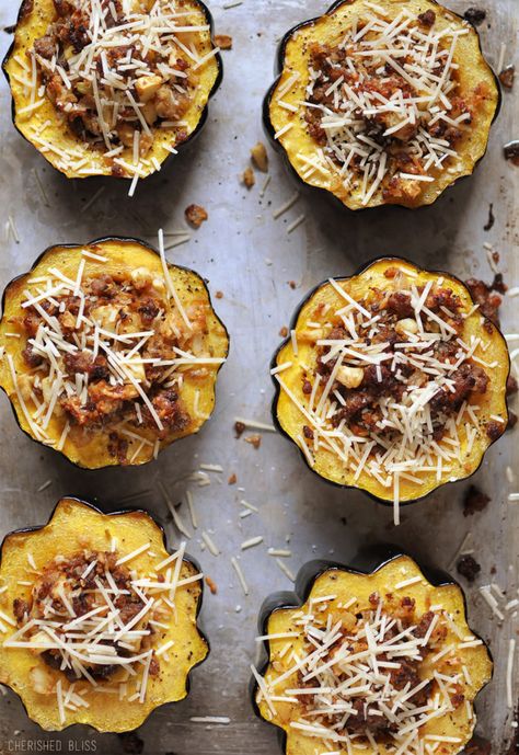 Apple Stuffed Acorn Squash, Sausage Stuffed Acorn Squash, Stuffed Acorn Squash, Acorn Squash Recipes, Sage Sausage, Ground Sausage, Acorn Squash, Winter Squash, Squash Recipes